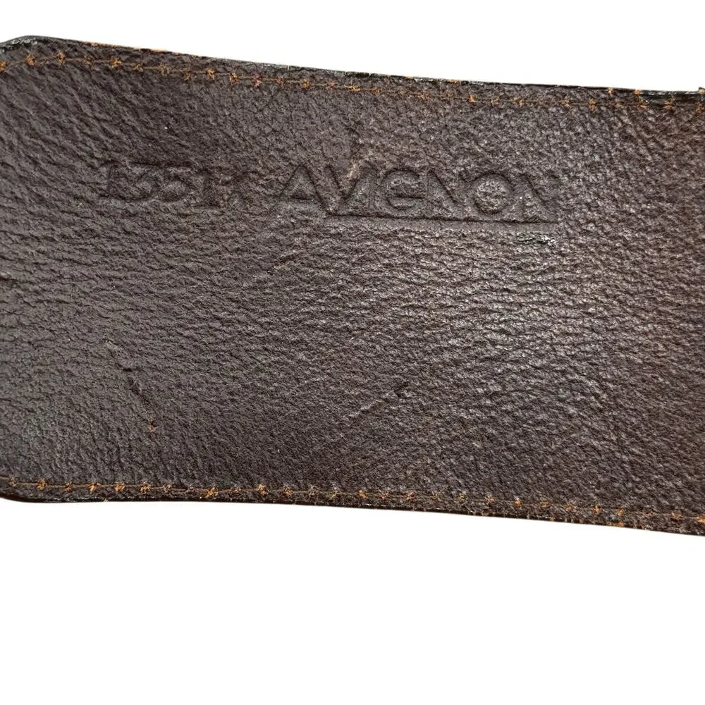 Avignon Leather Belt Vintage Womens L Brown Woven Wide Boho Festival Artisan 70s - Picture 8 of 11